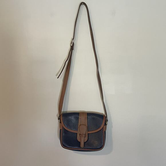 Dooney & Bourke VTG All Weather Leather Equestrian Saddle Bag Crossbody Blue - Picture 2 of 12